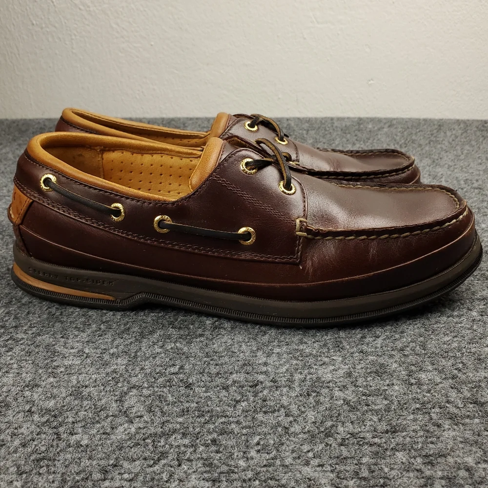 Sperry Top Sider Gold Cup Collection Boat Shoes Mens 9 Dark Brown Deerskin 2 Eye